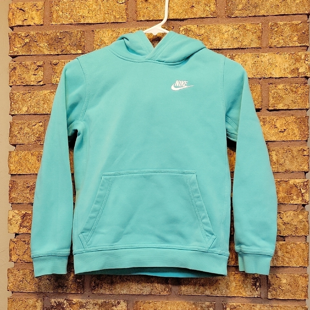 Nike Kids Turquoise Pullover Hoodie Sweatshrit Size Medium Casual Athletic - Picture 1 of 8